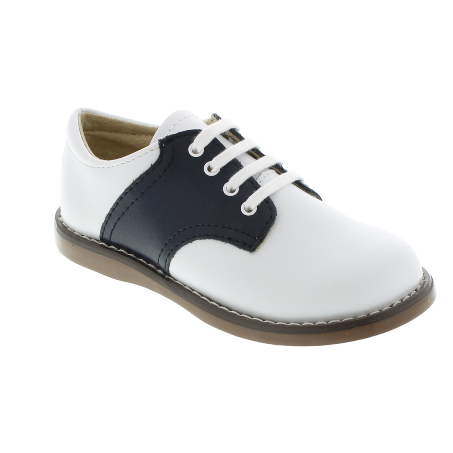 Footmates Kid's Cheer Navy and White Leather | Laurie's Shoes