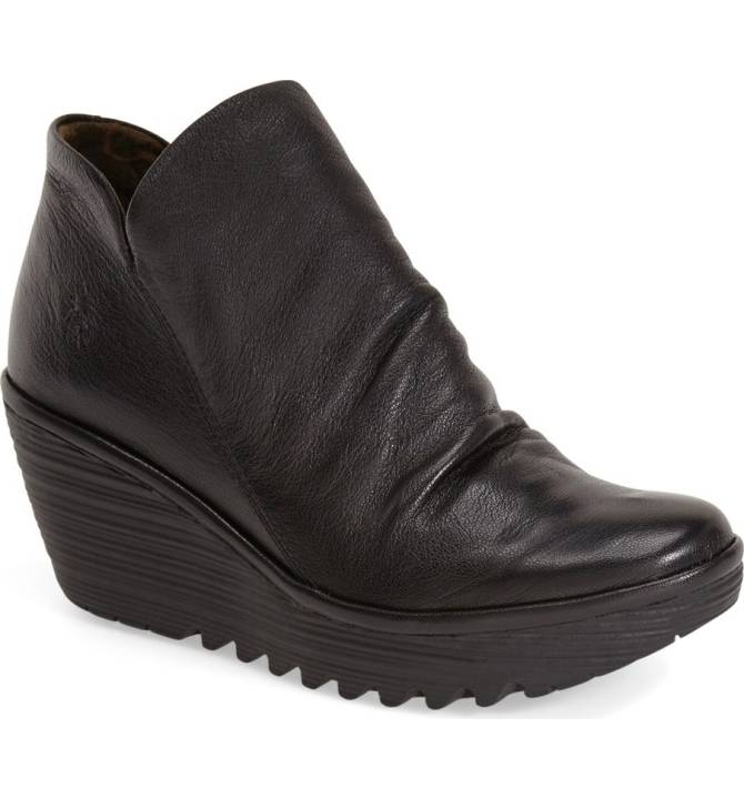 yewani leather wedge booties