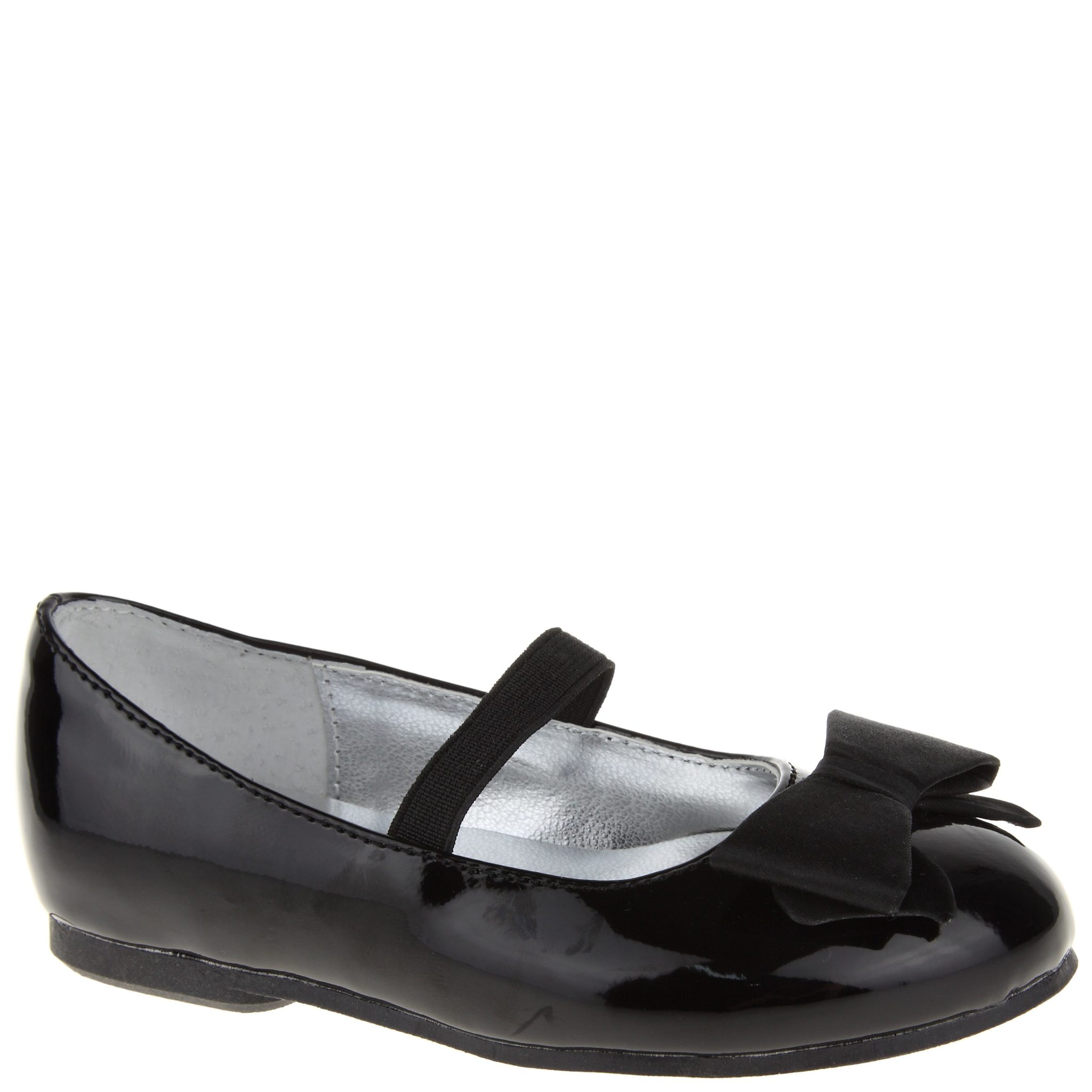 Nina Kid's Pegasus Flat T Black Patent | Laurie's Shoes