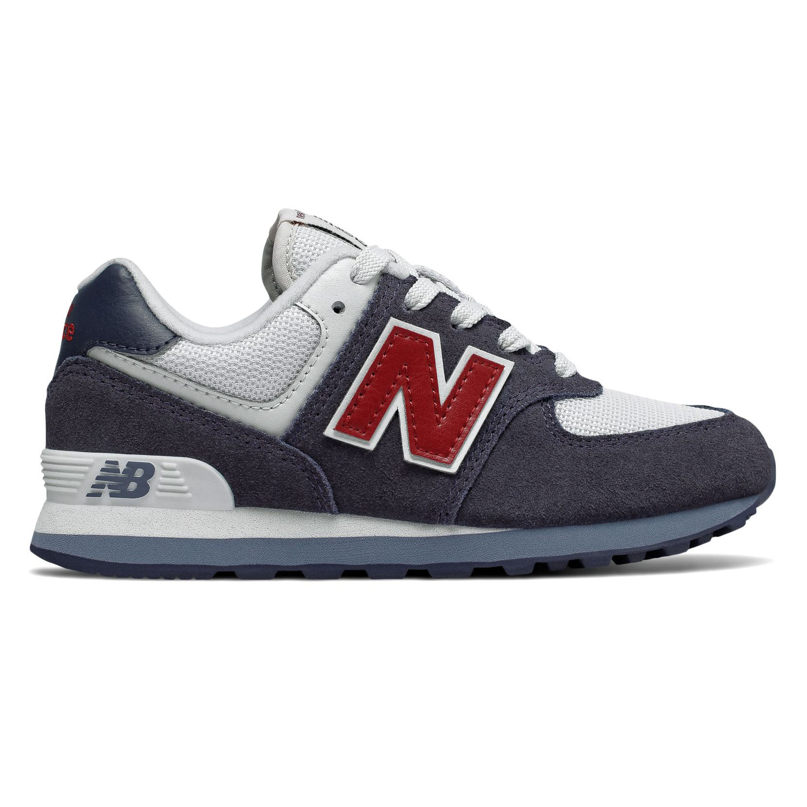 New Balance Kid's 574 Core Plus Navy/Red Tie | Laurie's Shoes