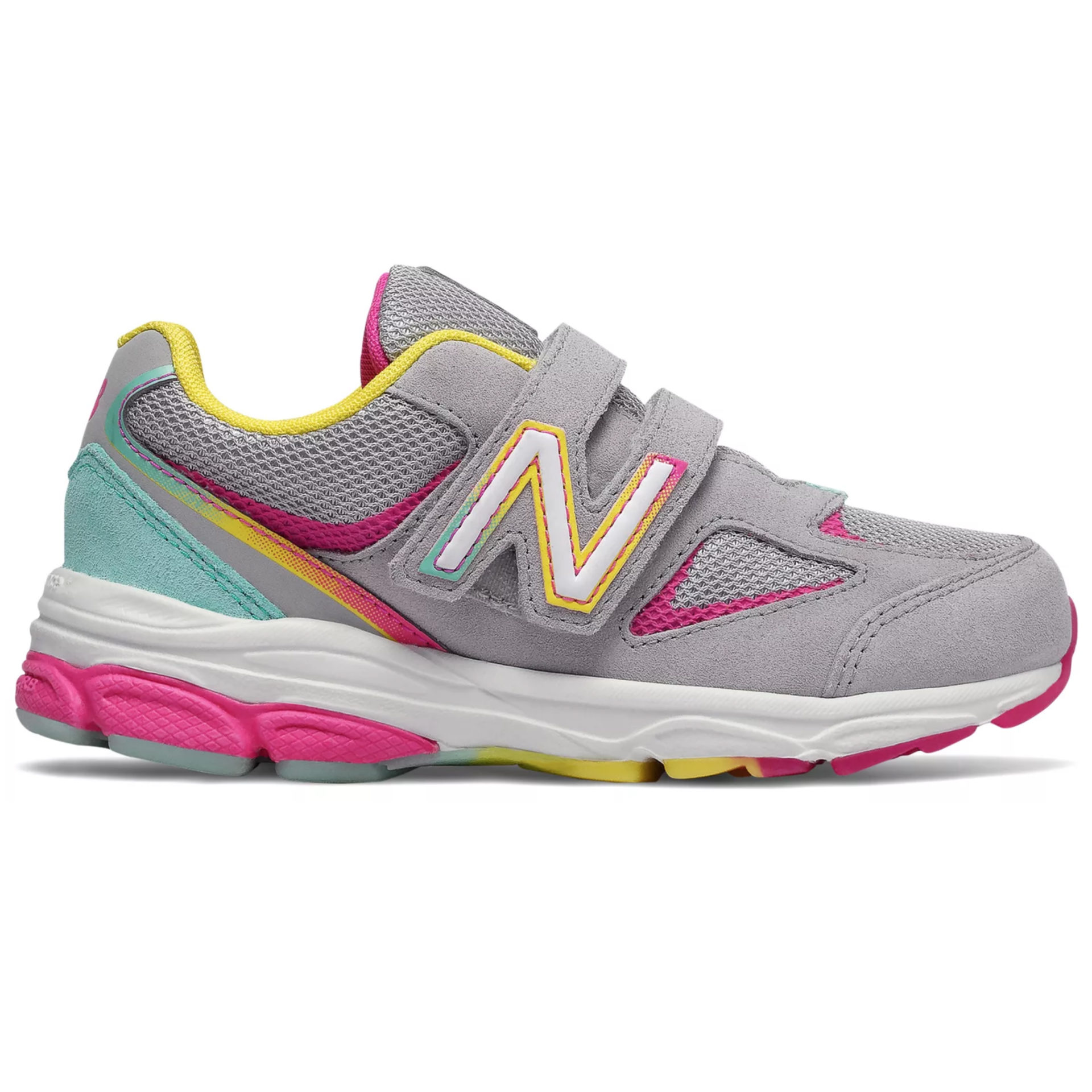New Balance Kid's 888 v2 Grey with Rainbow Hook & Loop | Laurie's Shoes