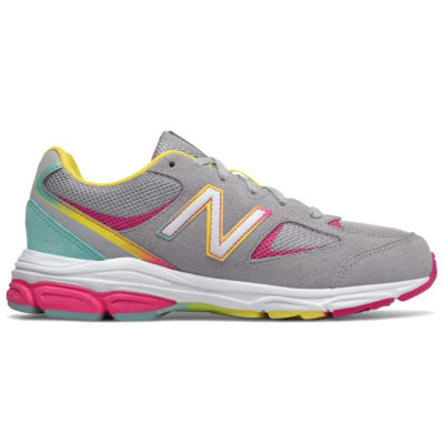 New Balance 888 v2 Grey with Rainbow Kid Lace