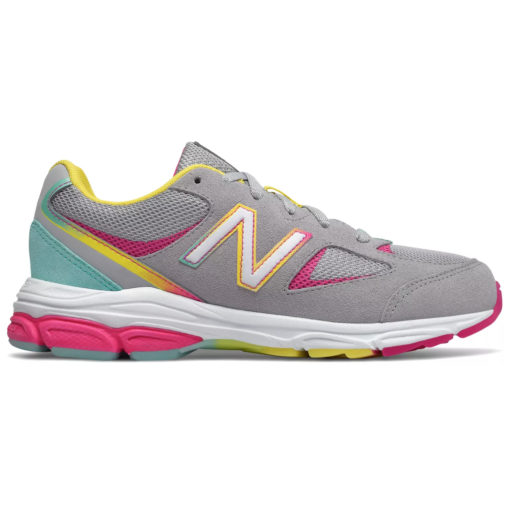 New Balance 888 v2 Grey with Rainbow Youth Lace