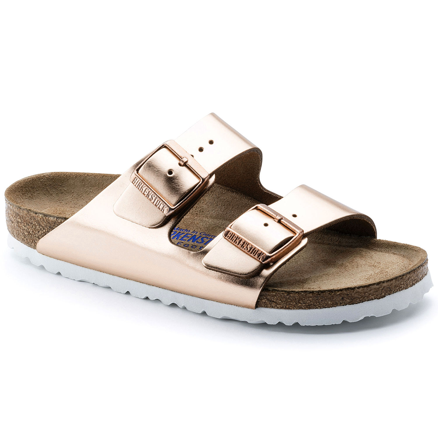 birkenstock arizona metallic stone copper