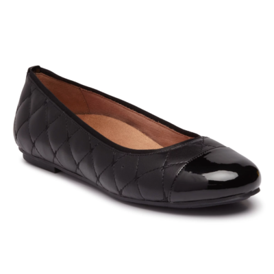 Vionic Women's Desiree Quilted Flat Black Leather