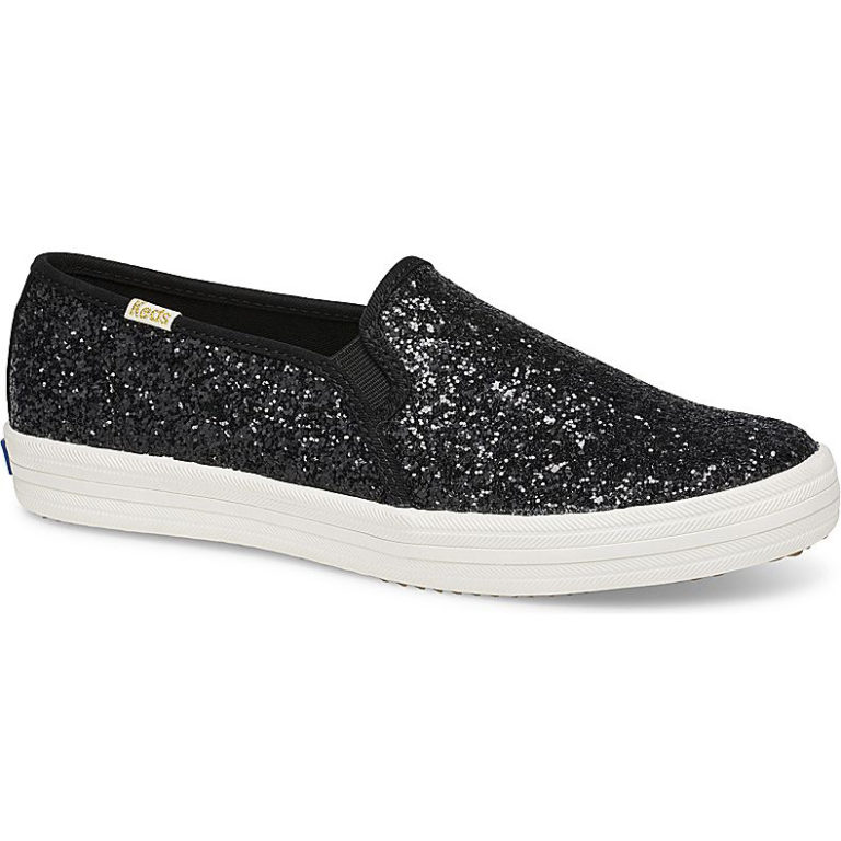 black leather keds slip ons