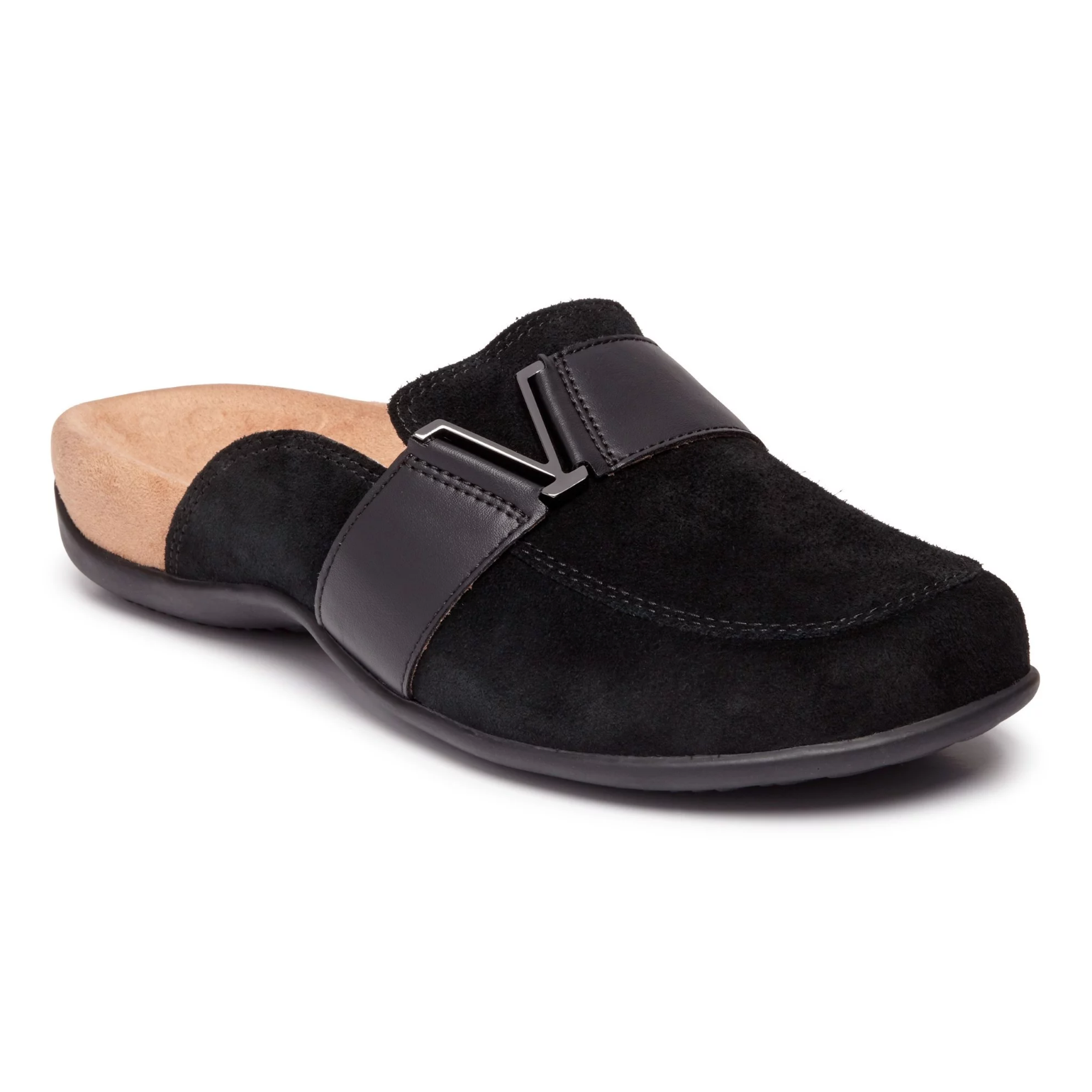 black suede mule