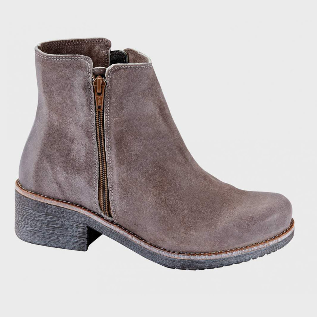 taupe pull on ankle boots