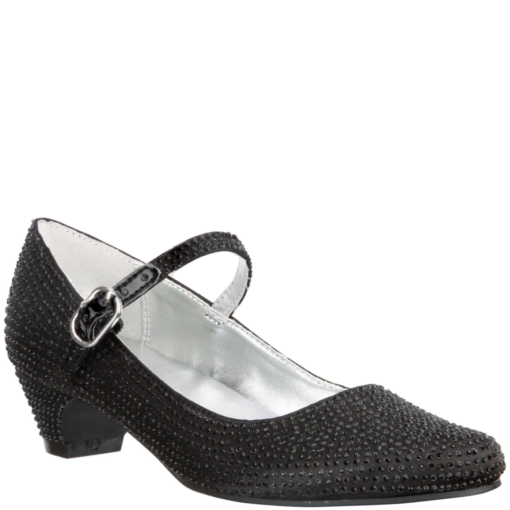 Nina Kid's Zelia Mary-Jane Black Satin