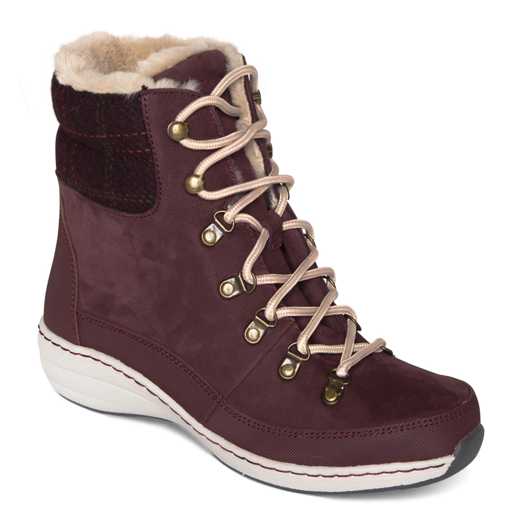 Aetrex Women's Jodie Faux Fur Lined Waterproof Boot Wine | Laurie's Shoes