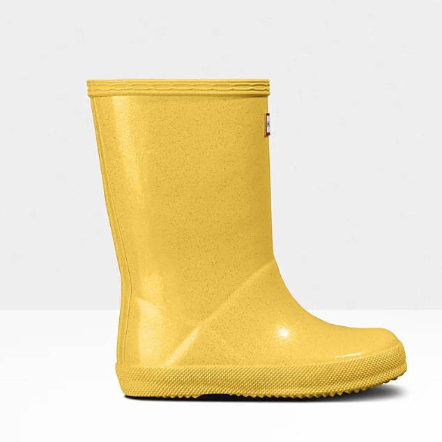 yellow rain boots with bow