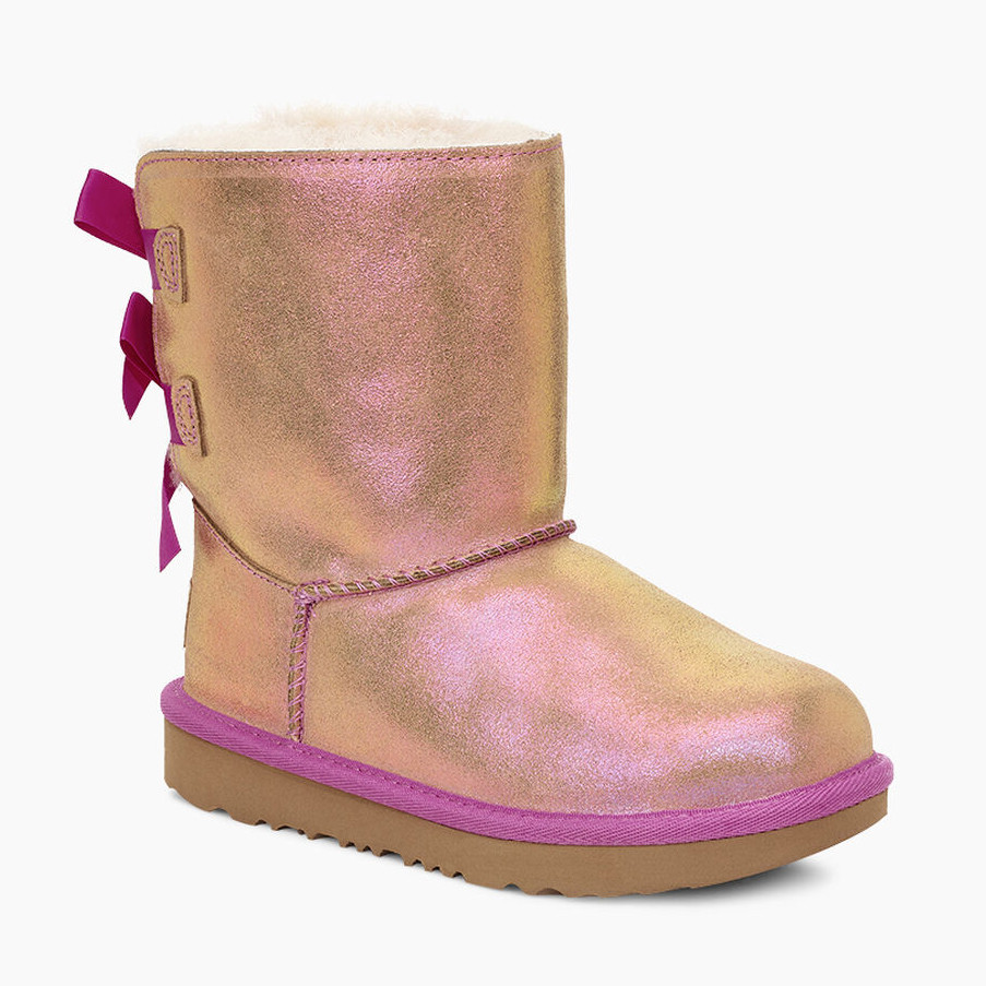 Ugg Little Kid's Bailey Bow II Shimmer Chestnut/Fuchsia | Laurie's Shoes