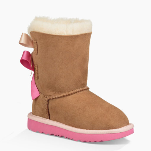 Ugg Toddler's Mini Bailey Bow II Boot Chestnut/Pink Azalea