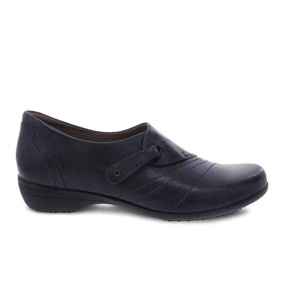 Dansko Women's Franny Navy Burnished Calf | Laurie's Shoes