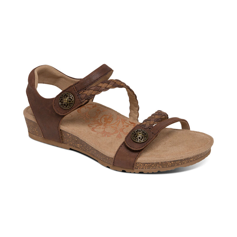 brown braided flat sandals