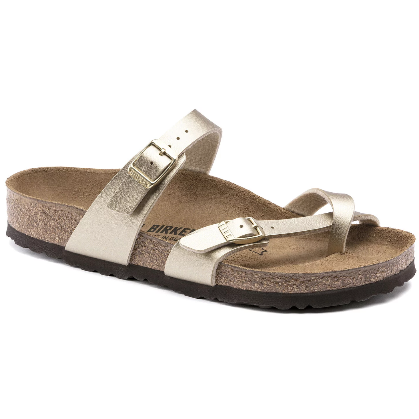 gold birkenstock sandals