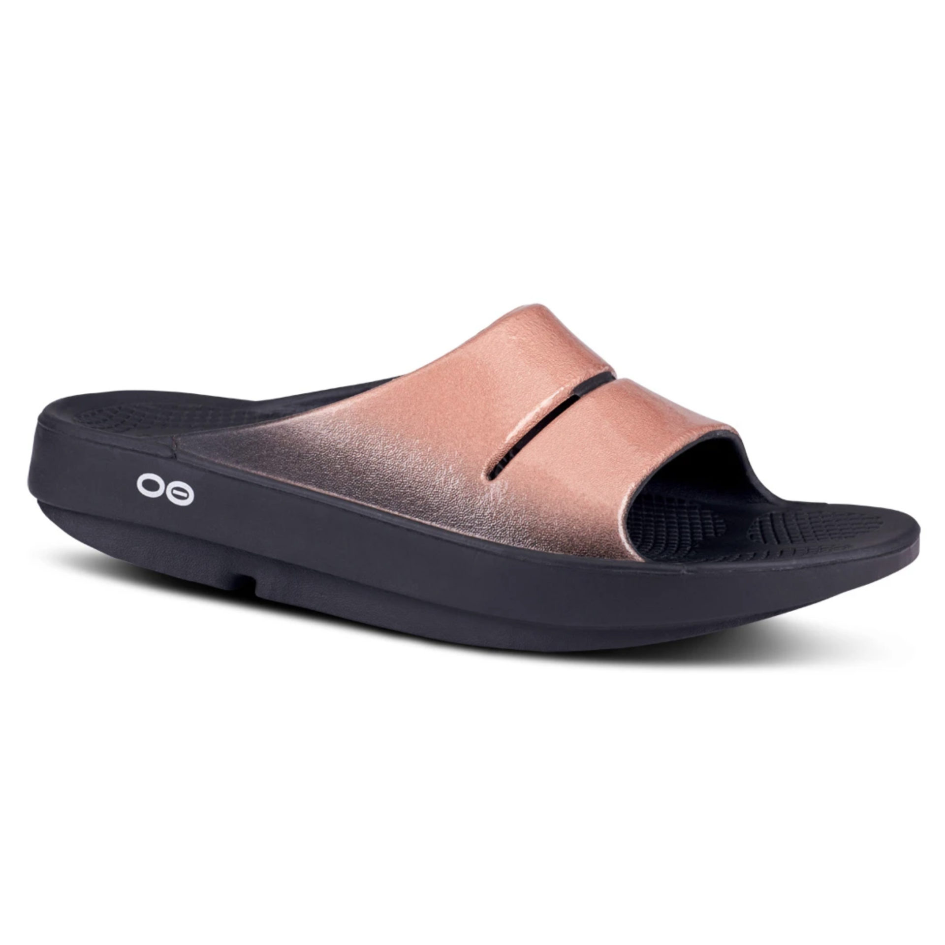 Oofos OOahh Luxe Slide Sandal Gold | Laurie's Shoes