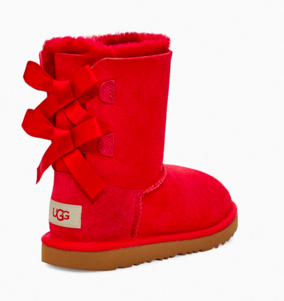 red uggs with ribbon