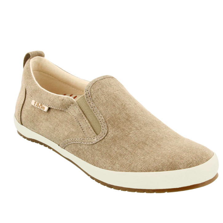 Taos Women's Dandy Slip-On Sneaker Khaki Wash Canvas | Laurie's Shoes