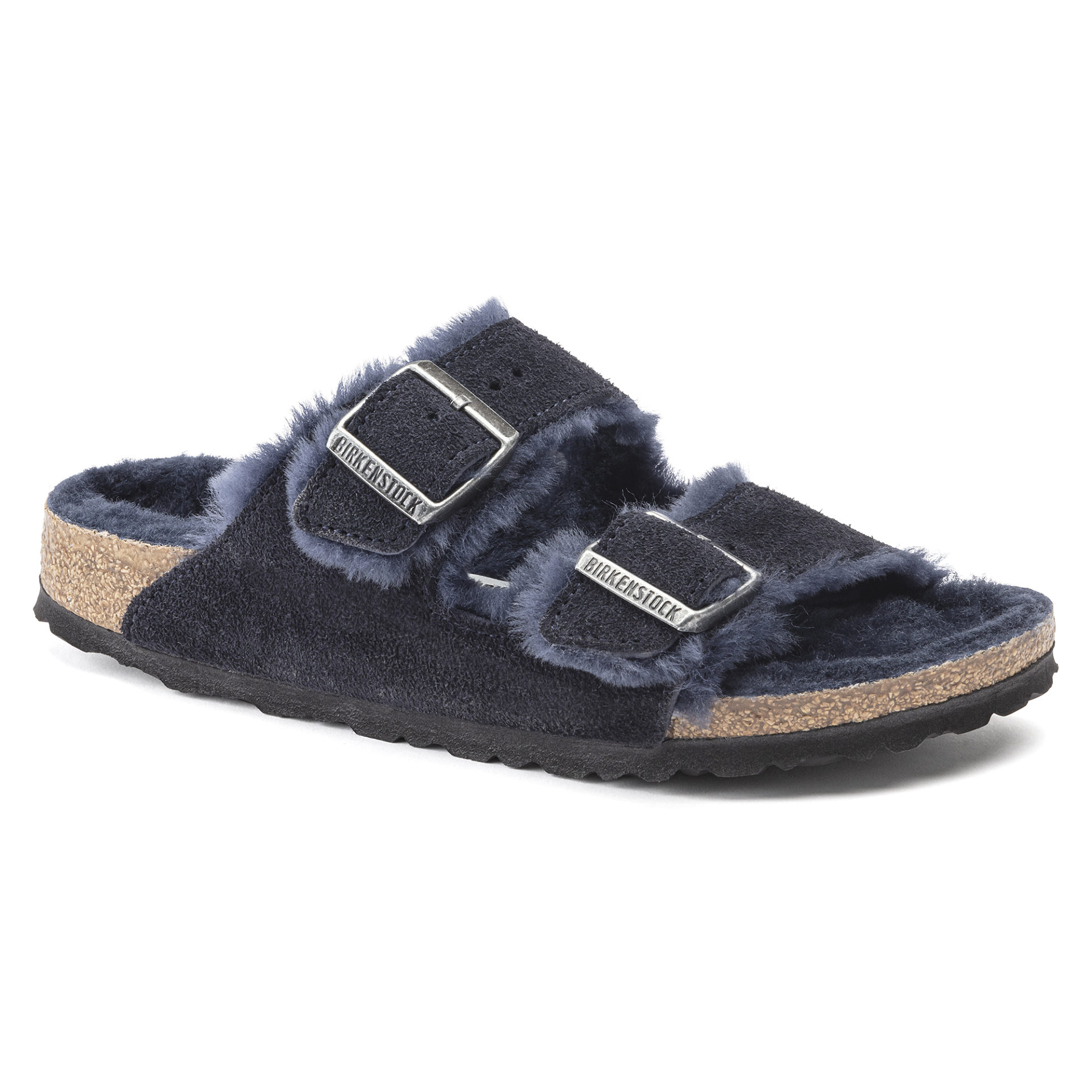 fodbold Medfølelse amme Birkenstock Arizona Shearling Sandal Suede Leather Midnight | Laurie's Shoes