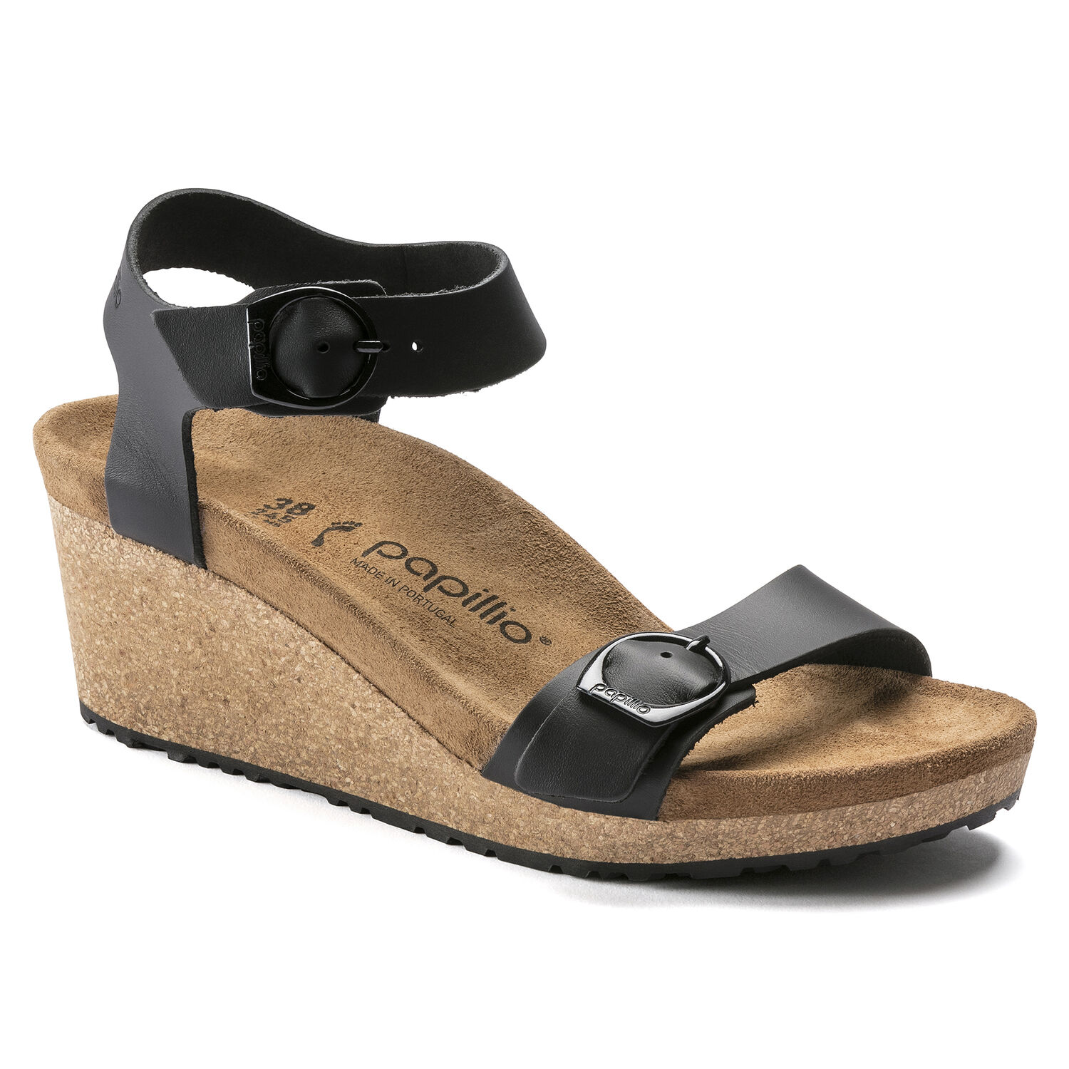 Birkenstock Women's Soley Ring-Buckle Wedge Sandal Black | Laurie's Shoes