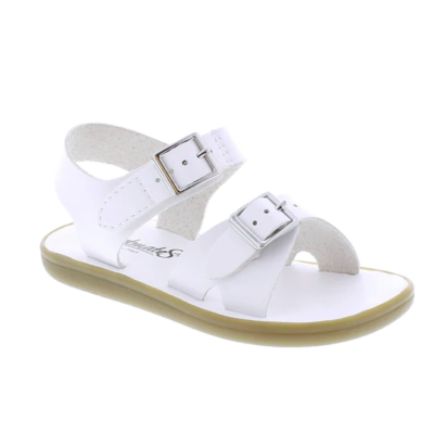 Footmates Kid's Eco-Tide Sandal with eco-friendly synthetic upper, adjustable straps, and padded footbed for comfort and support.