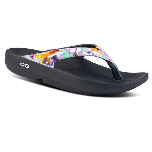 Oofos Women's OOlala Sandal Purple Watercolor | Laurie's Shoes