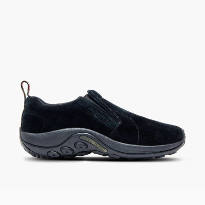 Merrell Men's Jungle Moc with genuine leather upper, cushioned anatomical footbed, and durable rubber outsole for all-day comfort.