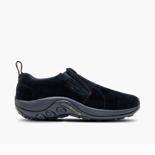 Merrell Men's Jungle Moc with genuine leather upper, cushioned anatomical footbed, and durable rubber outsole for all-day comfort.
