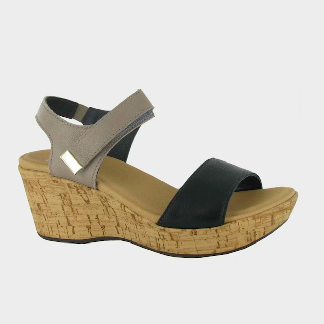 Naot Women's Summer Wedge Sandal Black/Stone | Laurie's Shoes