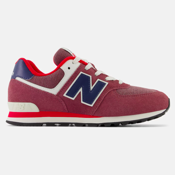 New Balance Big Kid's 574 Washed Burgundy with Navy | Laurie's Shoes