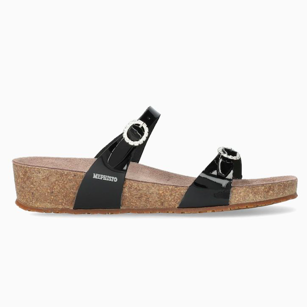 Mephisto Women's Idelya Sandal Black Patent | Laurie's Shoes