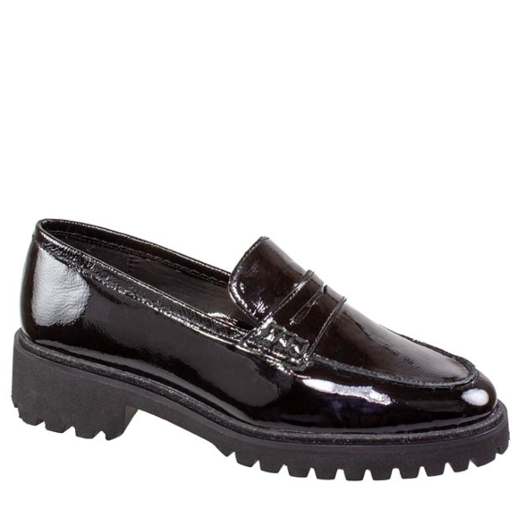 mentalitet disk vanter Ara Women's Karina Chunky Sole Loafer Black Patent | Laurie's Shoes