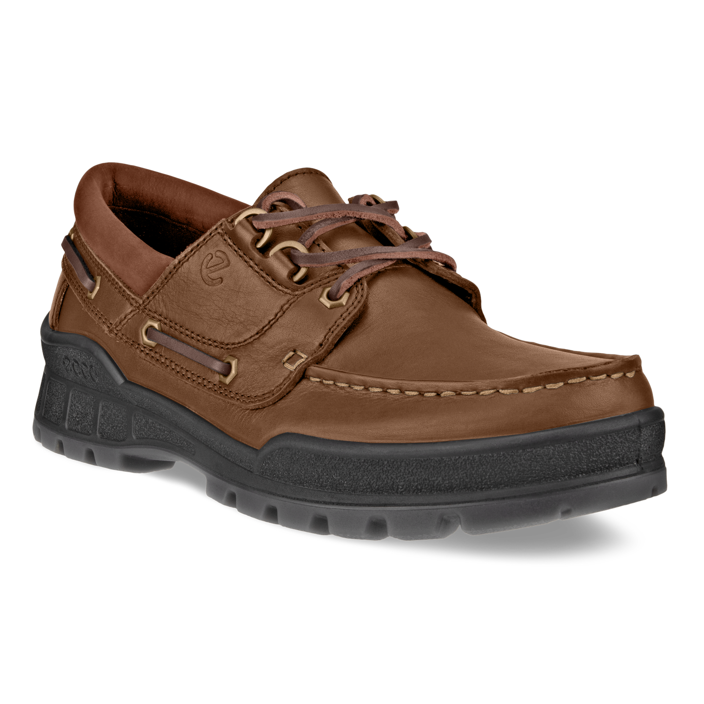 ECCO Men's Track 25 Moc-Toe Boat Shoe Bison/Cognac | Laurie's Shoes