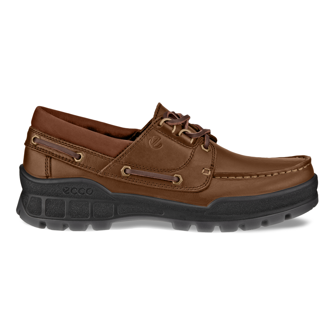 ECCO Men's Track 25 Moc-Toe Boat Shoe Bison/Cognac