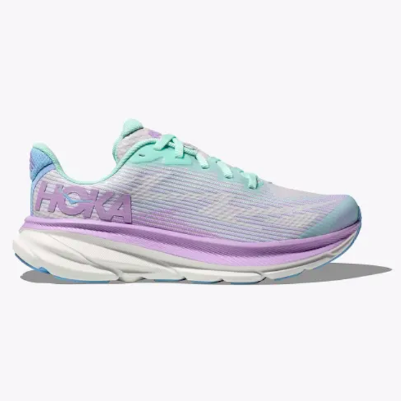 Hoka Kid's Clifton 9 Sunlit Ocean/Lilac Mist | Laurie's Shoes