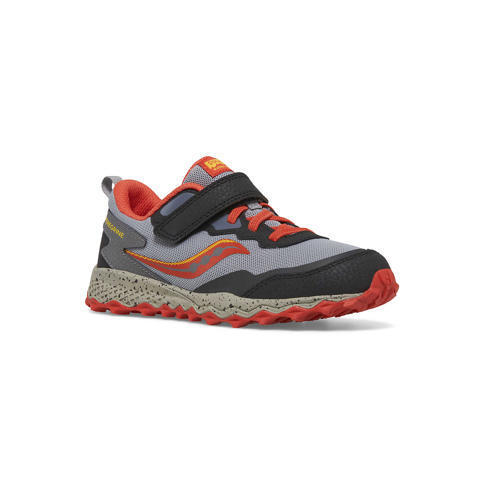 Saucony Kid s Peregrine KDZ A C Sneaker Grey Red Yellow Laurie s Shoes