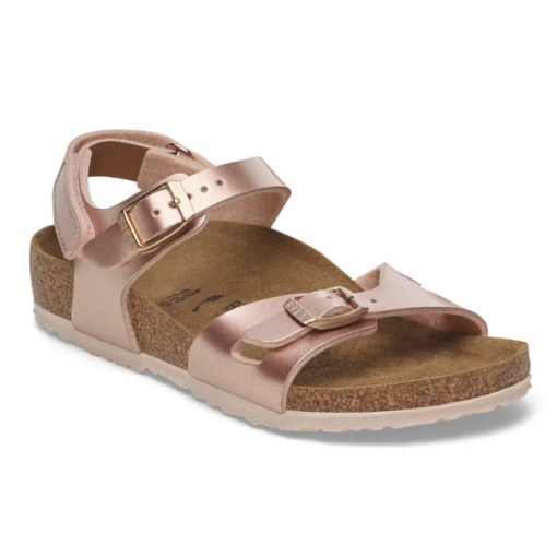 Birkenstock Kid's Rio AS Sandal with adjustable Birko-Flor® straps, ergonomic cork-latex footbed, and lightweight EVA Active Sole for enhanced comfort and traction.