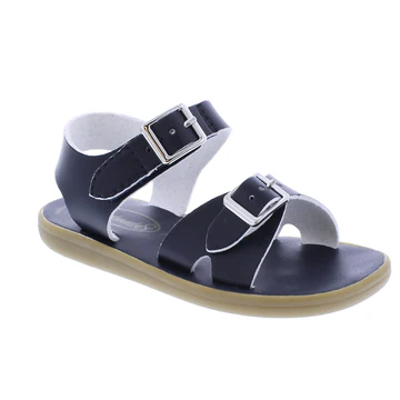 Footmates Kid's Eco-Tide Sandal with eco-friendly synthetic upper, adjustable straps, and padded footbed for comfort and support.