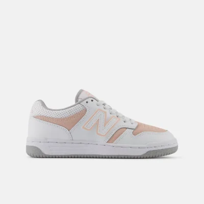 New Balance Big Kid's 480 Sneaker with synthetic leather upper, cushioned midsole, lace-up closure, and non-marking rubber outsole for all-day comfort.
