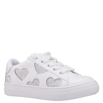 Nina Kid's Esti glitter sneaker with cushioned footbed and hook-and-loop strap closure, ideal for casual and dressy occasions