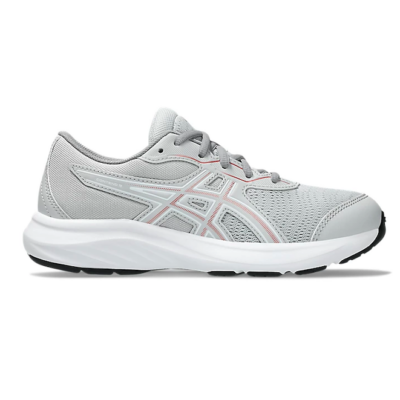 ASICS Kid’s Contend 9 GS sneaker with breathable mesh upper, Amplifoam™ cushioning, durable rubber outsole, and reinforced overlays for support.