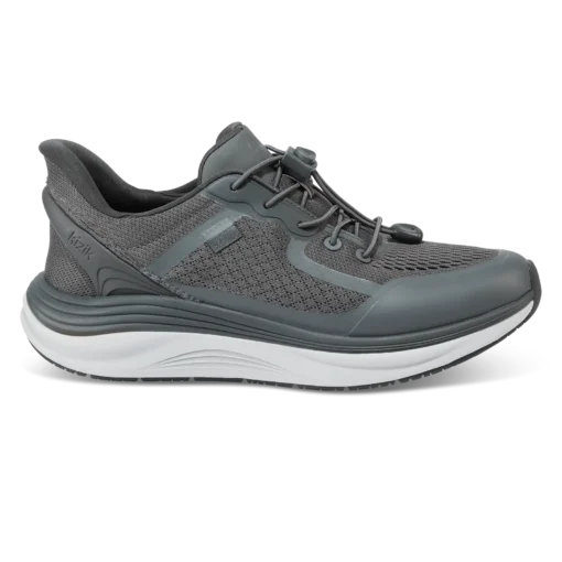 Kizik Men's London slip-on sneaker featuring breathable knit upper, cushioned insole, and patented hands-free heel technology for all-day comfort.