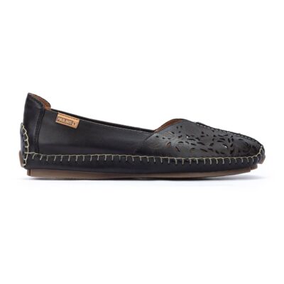 Pikolinos Women’s Jerez Loafer featuring laser-cut calfskin leather upper, slip-on design, and a 1 cm heel for stylish comfort and flexibility.