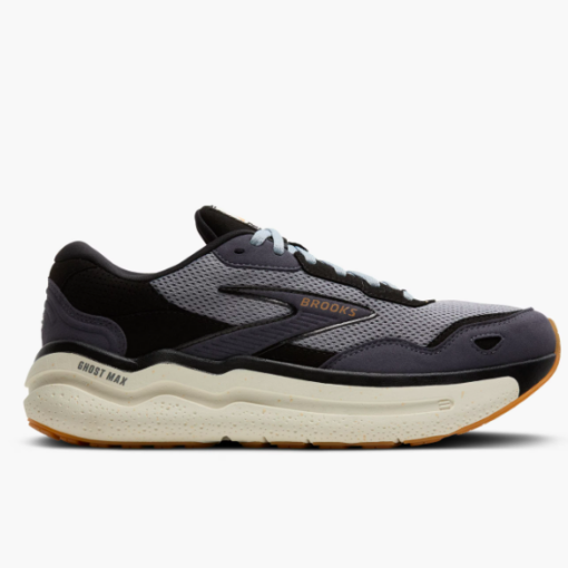 Brooks Men's Ghost Max SE running shoe showcasing engineered mesh and suede upper, DNA LOFT v2 midsole, and durable outsole for enhanced performance.