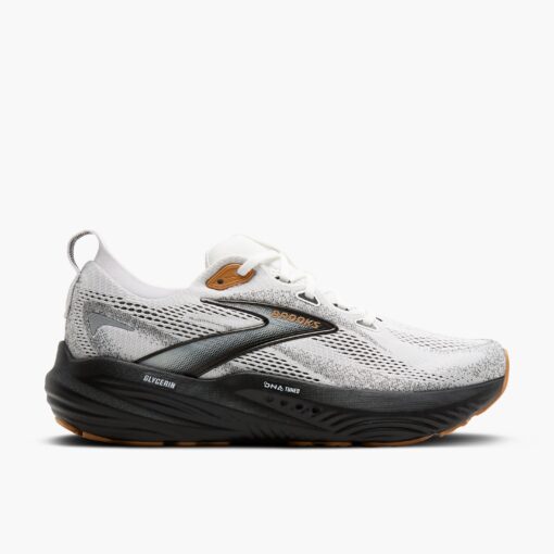 Brooks Men's Glycerin 22 running shoe with a breathable jacquard mesh upper, nitrogen-infused DNA LOFT v3 cushioning, and a durable outsole for smooth transitions.
