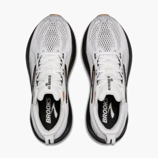 Brooks Men's Glycerin 22 running shoe with a breathable jacquard mesh upper, nitrogen-infused DNA LOFT v3 cushioning, and a durable outsole for smooth transitions.