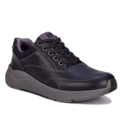 Drew Men's Maker Casual Shoe showcasing premium pebbled leather upper, lace-up design, and slip-resistant rocker bottom outsole for enhanced comfort and stability.