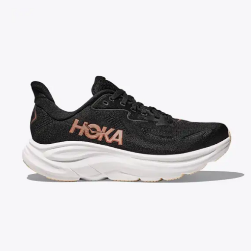 Hoka Women's Clifton 10 lightweight running shoe with breathable mesh upper, cushioned midsole, and durable outsole for all-day performance.