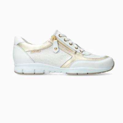 Mephisto Women's Ylona Sneaker showcasing premium leather upper, lace-up closure with side zipper, and SOFT-AIR cushioned sole for enhanced comfort and style.